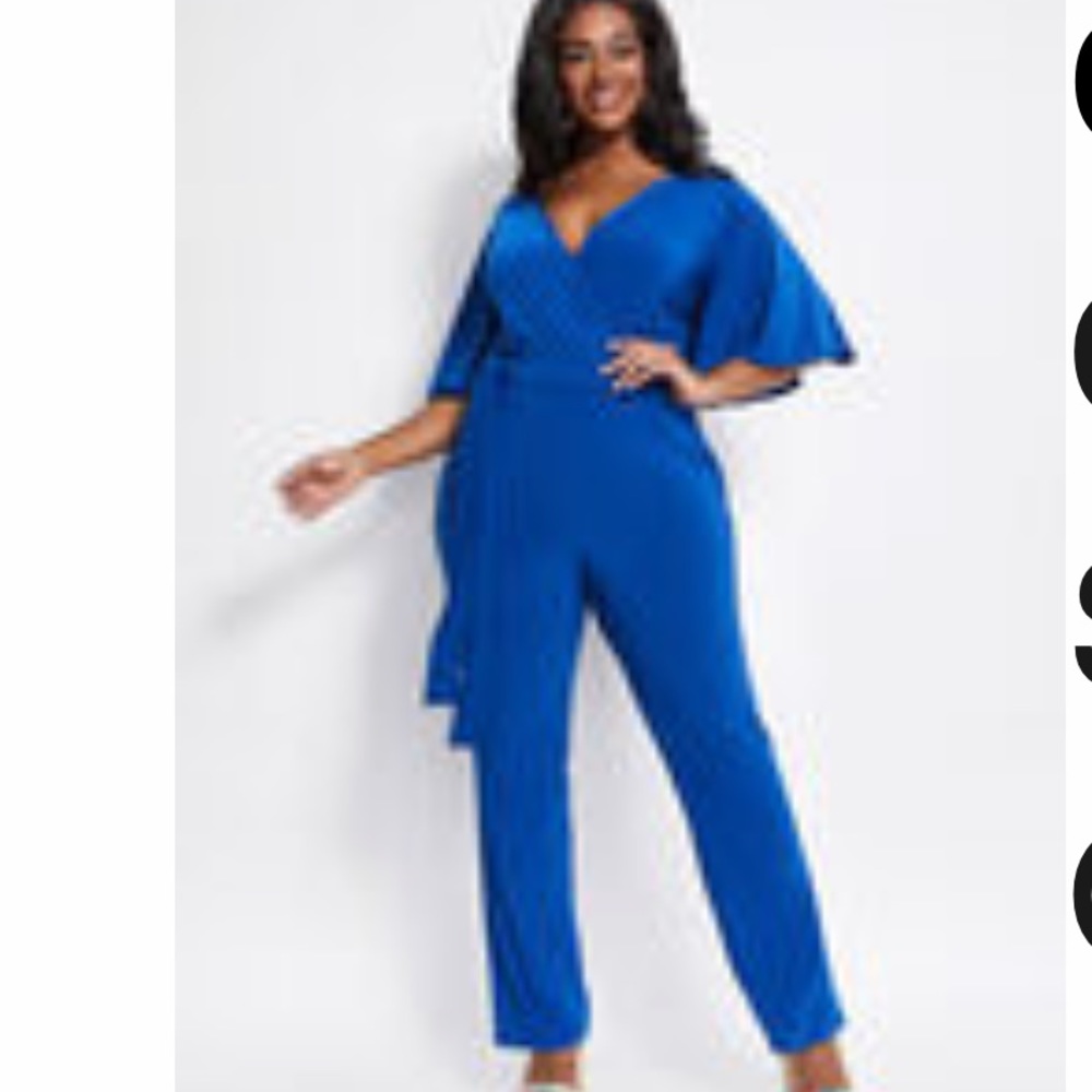 18/20 ASHLEY STEWART KNIT SURPLICE JUMPSUIT.